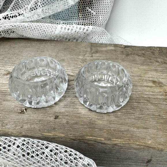 Federal Glass Salt Dips Vellars Set Pear Optic Pattern 1.5"  Elegant - Picture 2 of 6